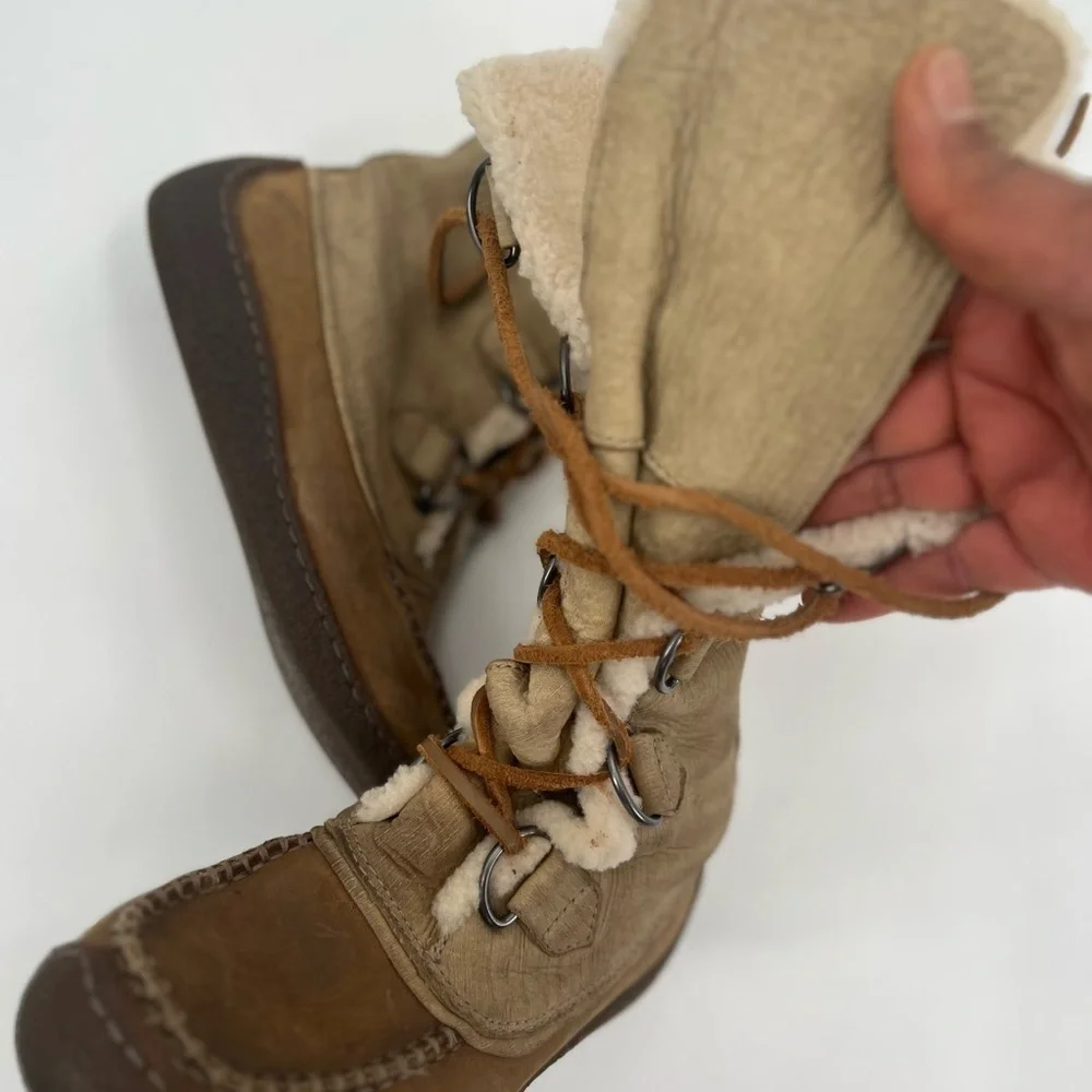 Sorel brown leather snow boots shoes size 7